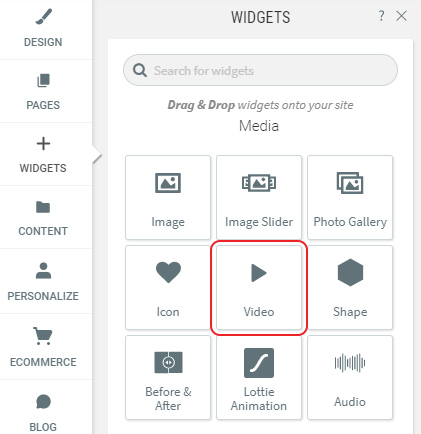 Select Video widget