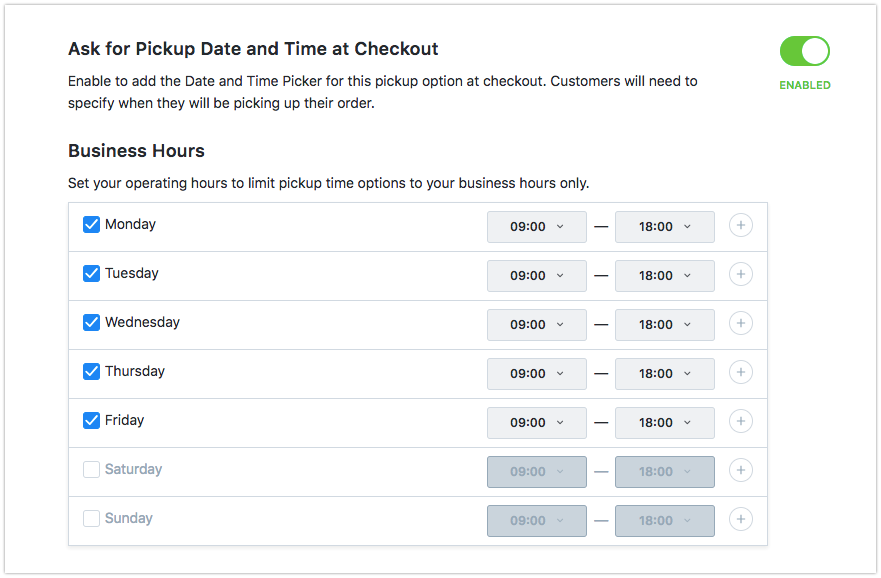 Set your 'Ask for Pickup' date and time settings