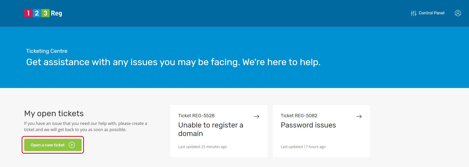 Unable to open support tickets