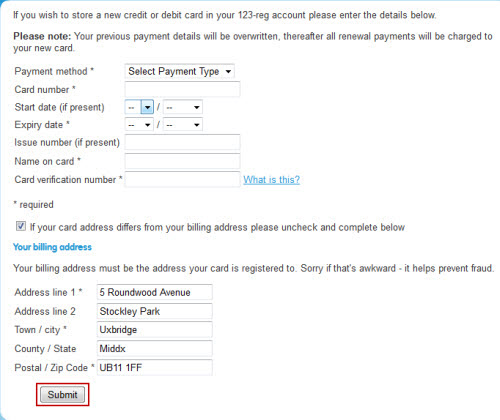 How to update my payment details | 123 Reg