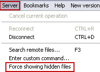 filezilla show hidden files in computer