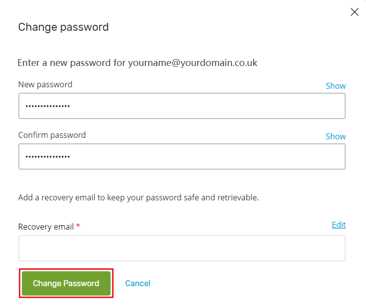 save new password